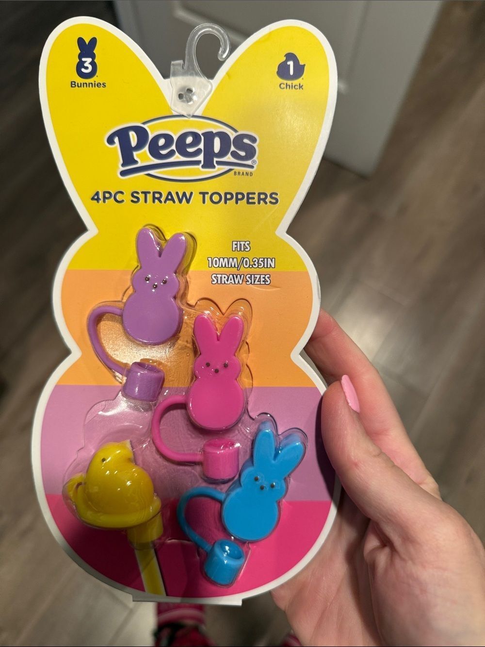 Peeps Kids 4pc Straw Toppers - Purple, Pink, Blue, Yellow
